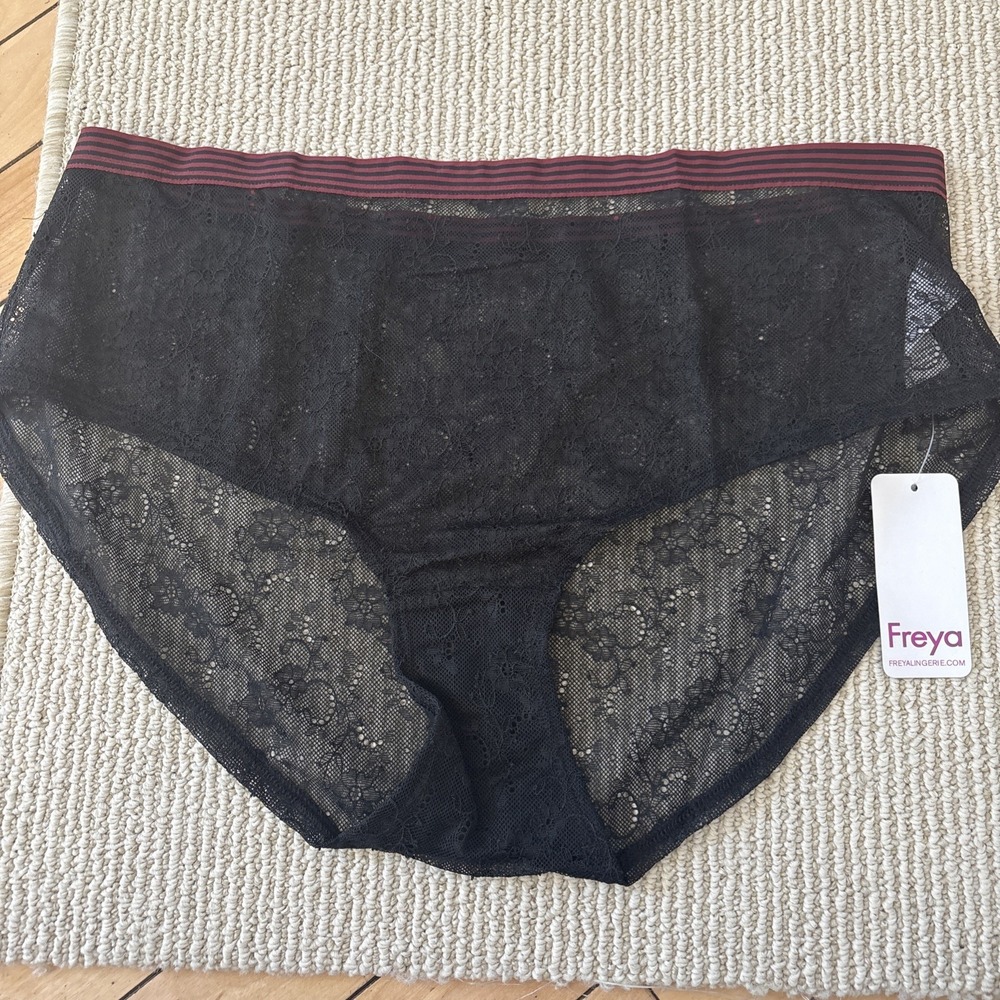 Freya Wild Short Brief Black Zebra Size XL Mid Rise Lace Knickers 5426 New $24